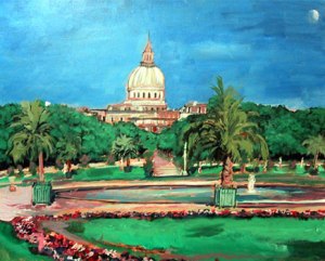Plein Air painting of Luxemborg Gardens Paris France
