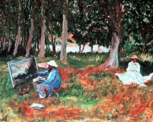 Monet painting in the Woods