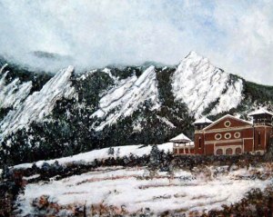 Painting of Chautauqua Auditorium Winter Landscape