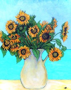 White Pitcher of Sunflowers