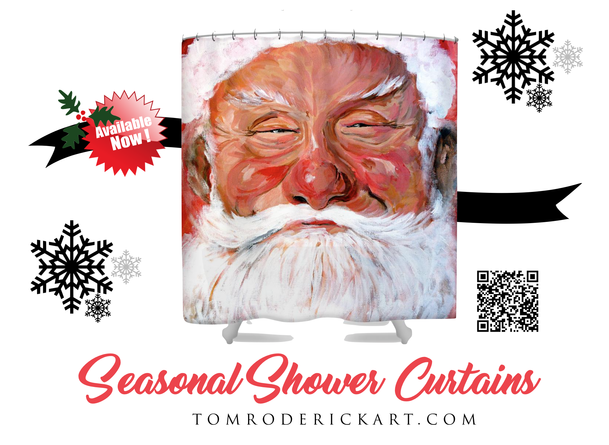 Santa Clause Shower Curtain Tom Roderick Art.png