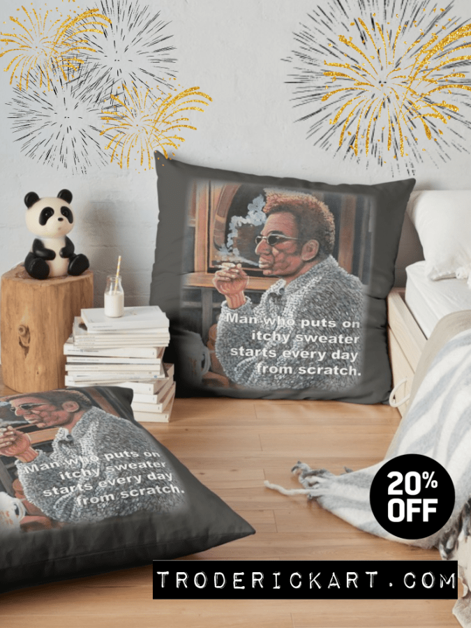 Itchy Sweater floor pillow artwork by Tom Roderick