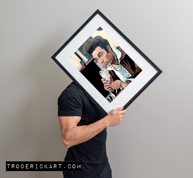 Portrait of Kramer drinking a milkshake