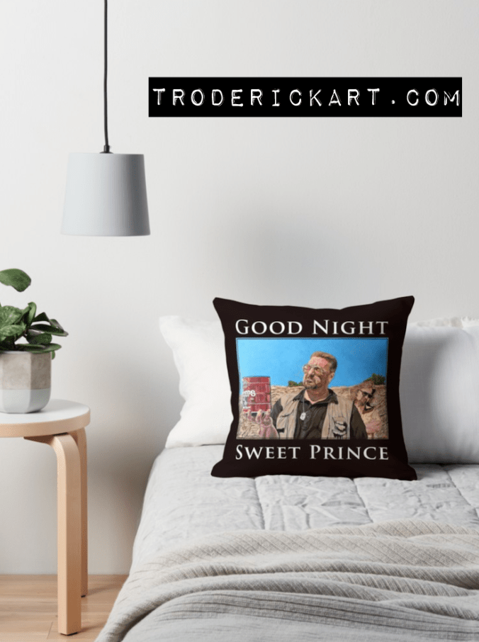 Good Night Sweet Prince throw pillow by Boulder portrait artist Tom Roderick.