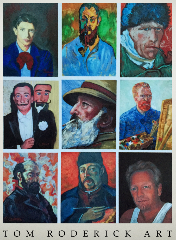 Self-portrait interpretations by Boulder artist Tom Rodrick.