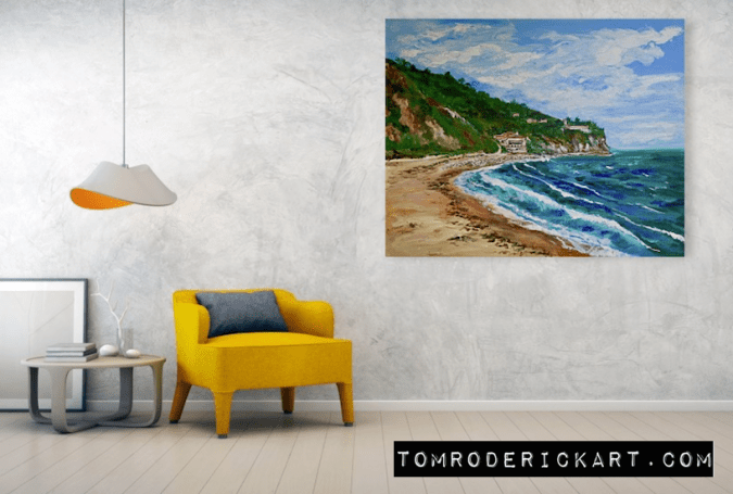 Burnout Beach, Palos Verdes Peninsula painted plein air by Boulder artist Tom Roderick. - July 29, 2000