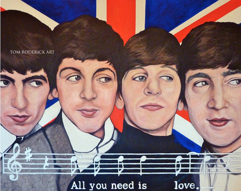 All You Need is Love portrait of Beatles by Boulder portrait artist Tom Roderick.