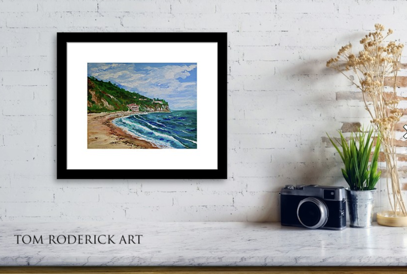 Burnout Beach, Palos Verdes Peninsula painted plein air by Boulder artist Tom Roderick. - July 29, 2000 