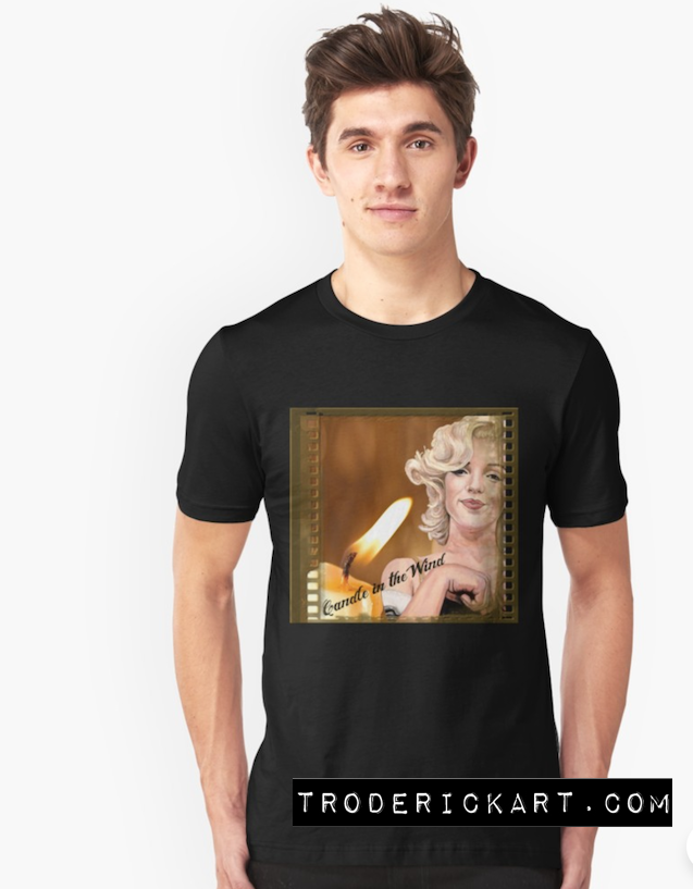 Candle in the Wind t-shirt by Boulder portrait artist Tom Roderick.