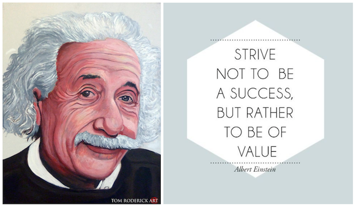 Portrait of Albert Einstein by Boulder portrait artist Tom Roderick.