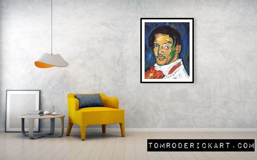 Framed print of a Portrait of Pablo Picasso by Boulder portrait artist Tom Roderick.