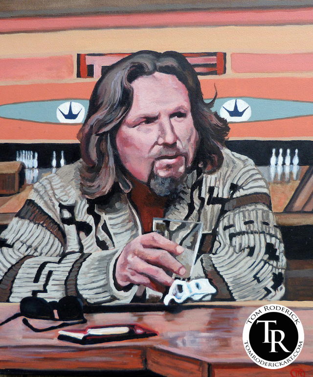 Jeffery Lebowski, The Dude portrait by Boulder artist Tom Roderick.