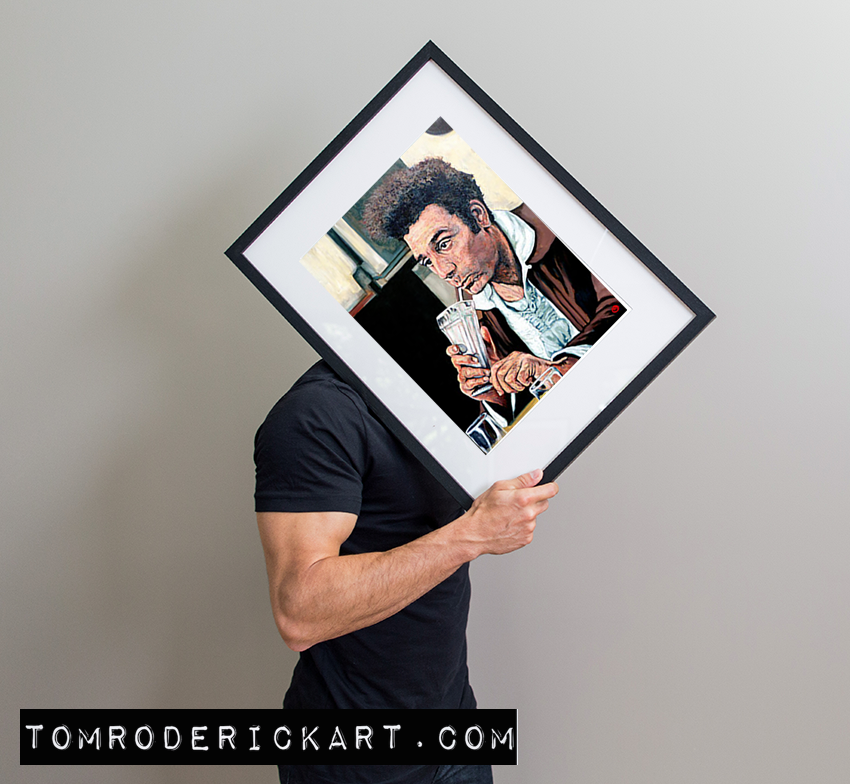 Portrait of Kramer Drinking a milkshake by Boulder portrait artist Tom Roderick.