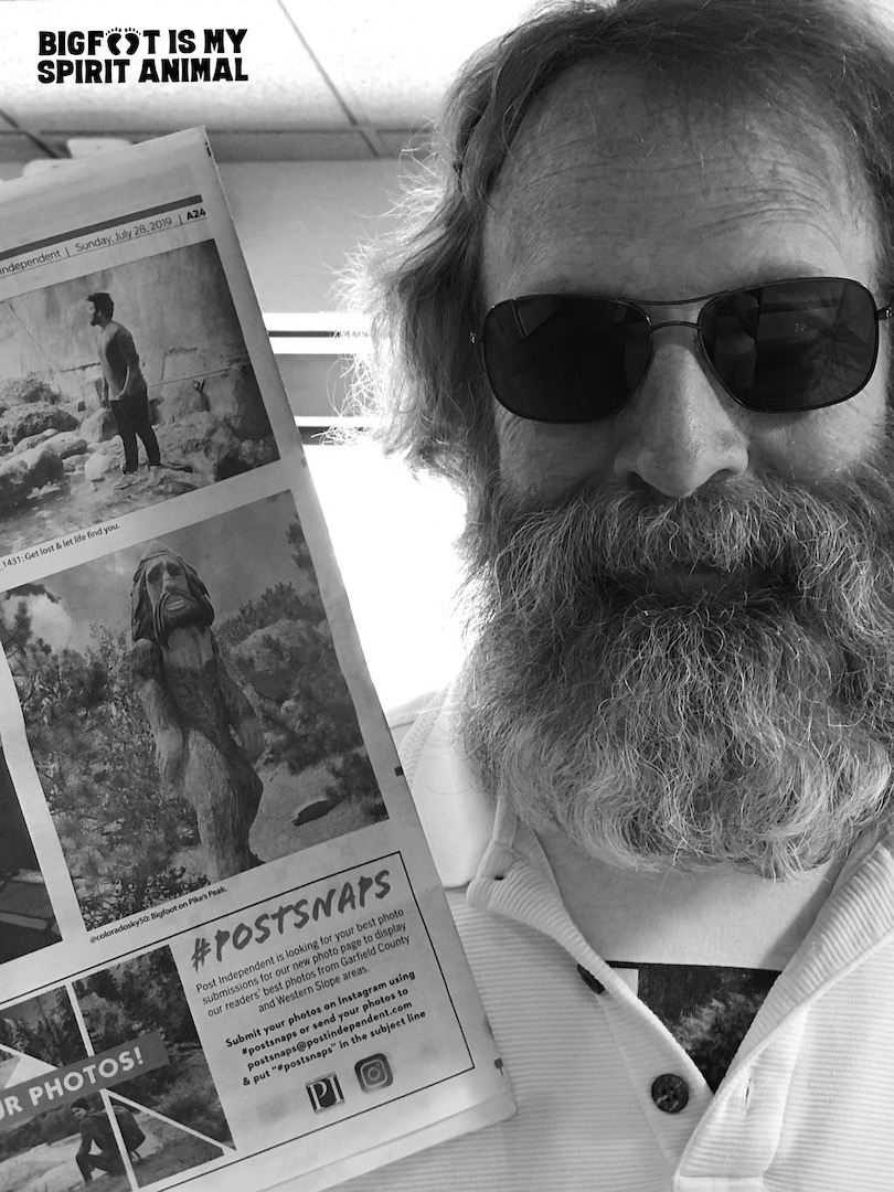 Newspaper with photo of TR with Bigfoot spotted on Pike's Peak.