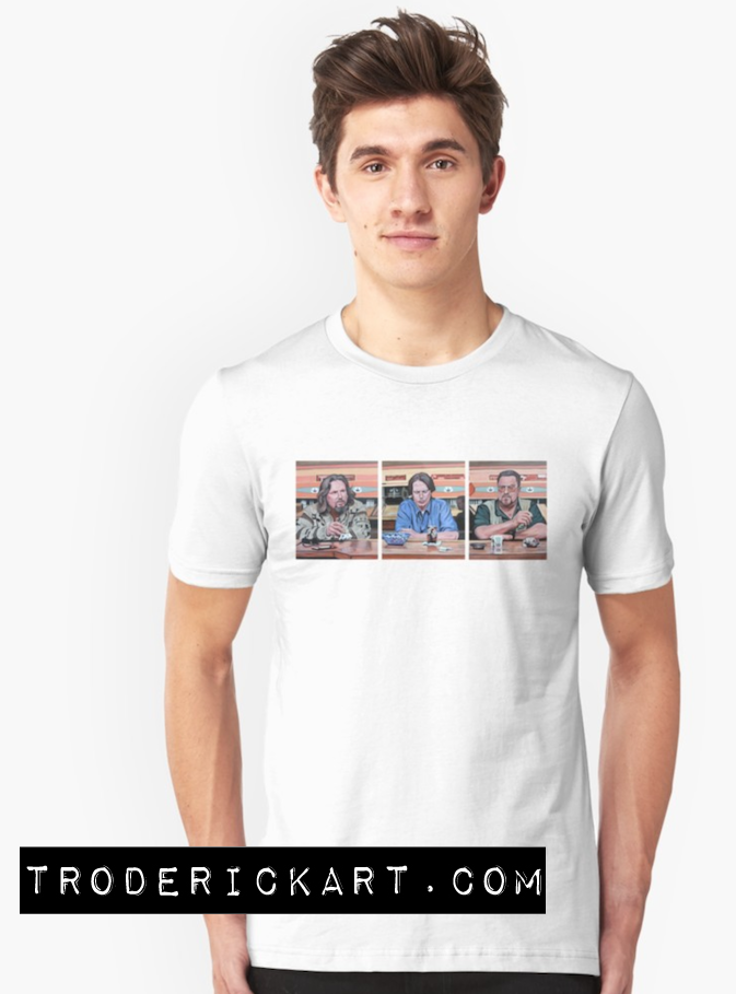 The Dude, Donny and Walter at the bar portrait by Tom Roderick