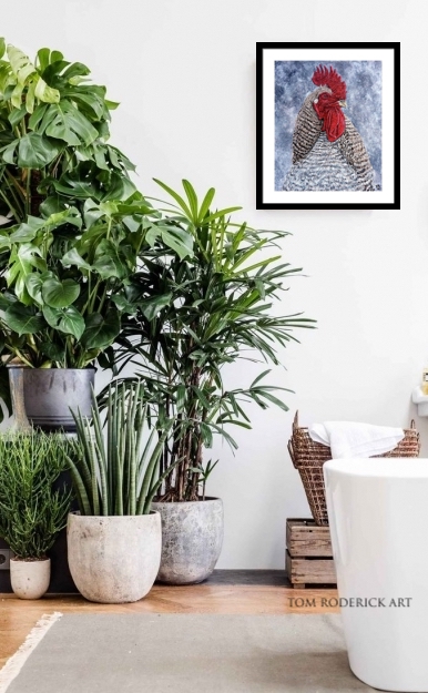 Portrait of Geoff the rooster from Steamboat Springs, Colorado by Boulder artist Tom Roderick.