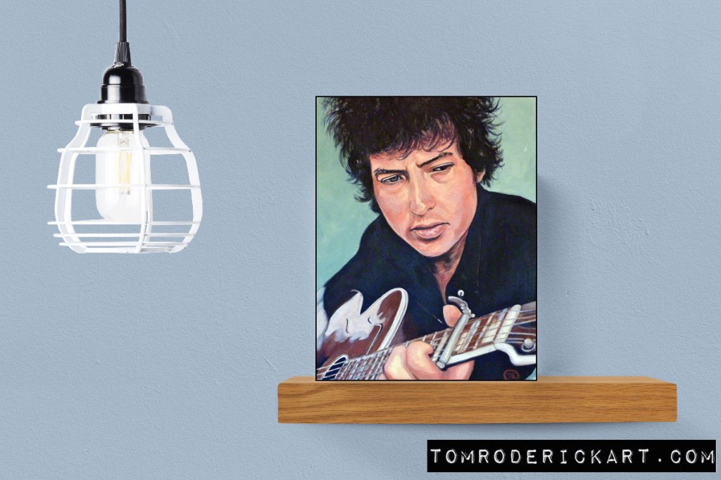 The Man in Me portrait of Bob Dylan by Boulder portrait artist Tom Roderick.
