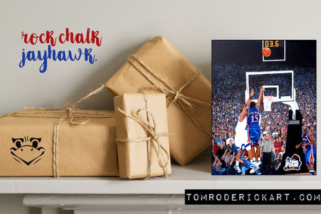 Rock Chalk Jayhawk poster by Boulder portrait artist Tom Roderick.