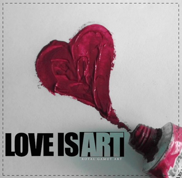Love is art red paint heart.