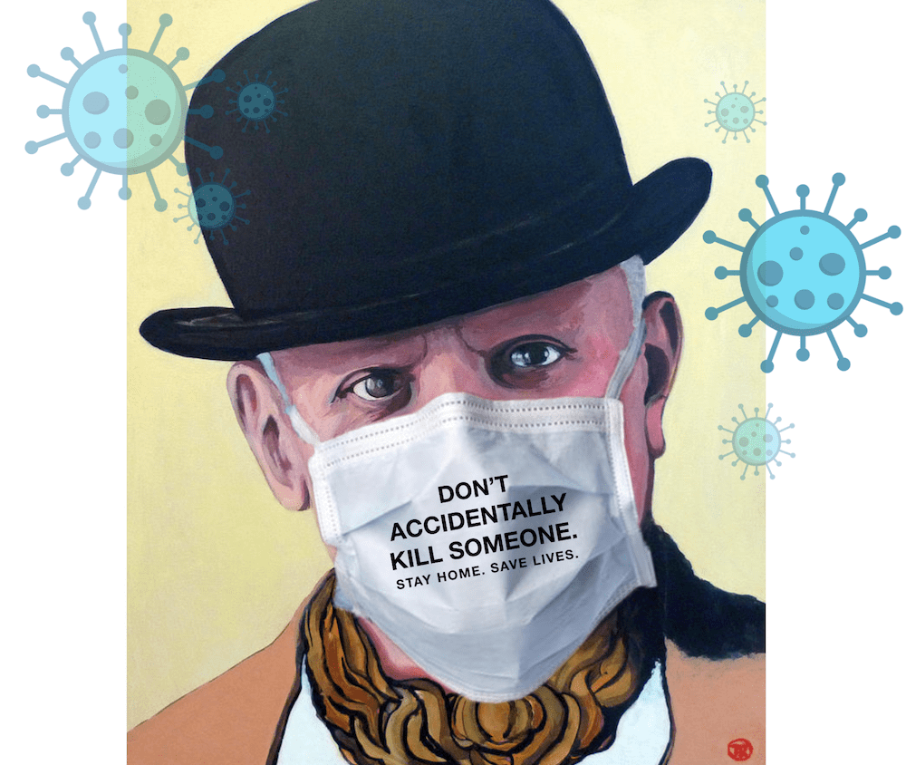 Pablo Picasso with a mask covid19