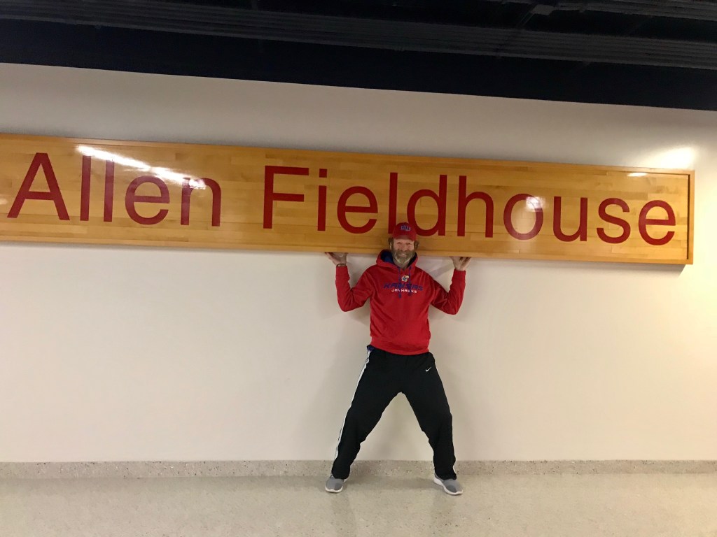 Boulder Artist Tom Roderick lifting at Allen Fieldhouse