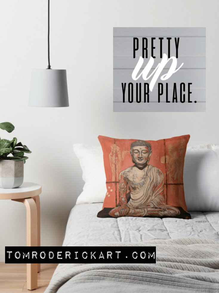 Awakening throw pillow by Boulder artist Tom Roderick.