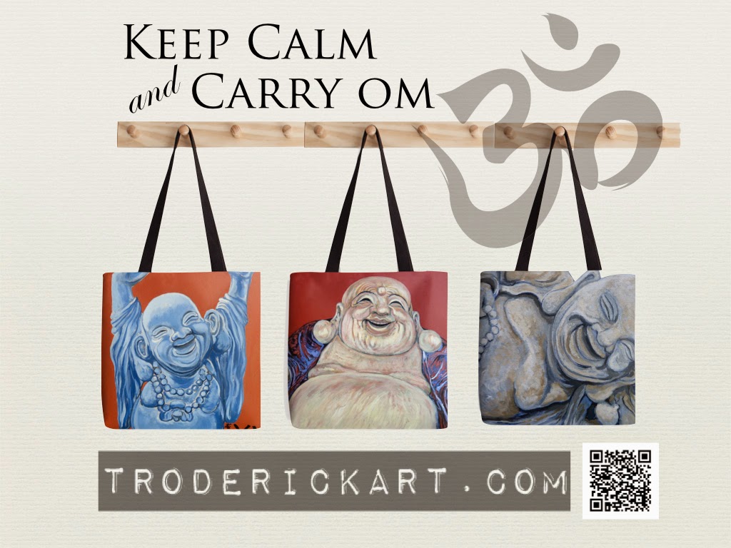Keep calm and carry om tote bags by Tom Roderick Art