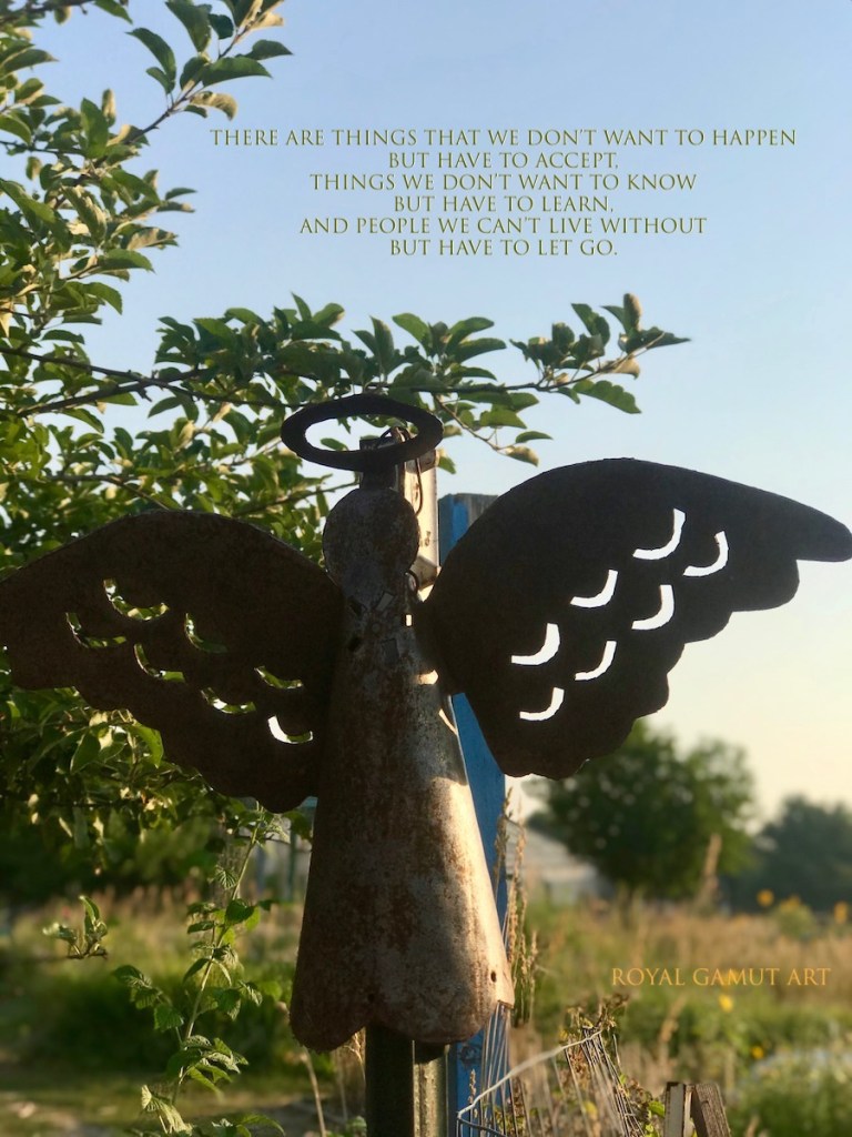 garden angel with letting go quote

