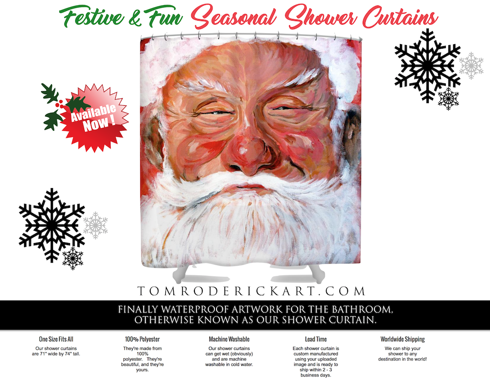 Santa Shower curtain by Boulder portrait artist Tom Roderick.